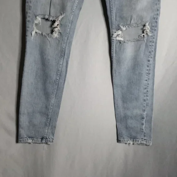 ZARA Women's Skinny Mid-Rise Ripped Distressed Medium Wash Denim Jeans Size 34 - Picture 7 of 9